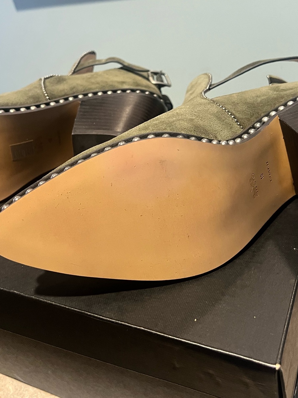 Coach Olive Green Suede Pippa Cutout Ankle Boots - Sz. 10 - Picture 9 of 14